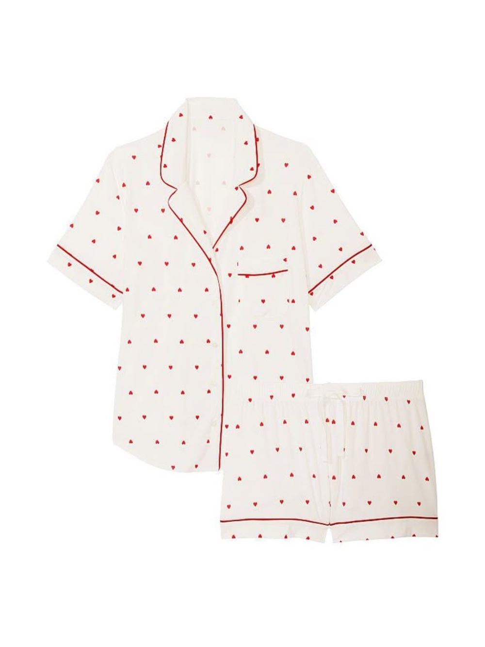 Victoria's Secret Modal Short Sleeve Pajama Set Heart Print Size Large